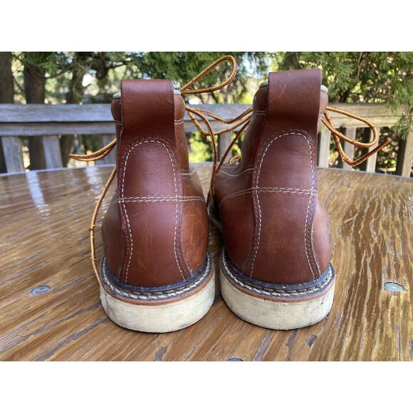 9.5 EE Brown Leather Moc Toe Work Boots Vintage 90s Made in USA main image 9